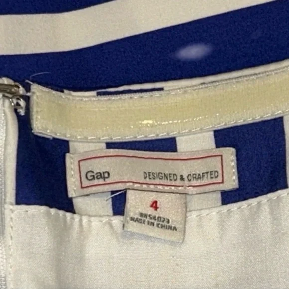 GAP Designed & Crafted Blue and White Striped Strapless Dress - Size 4 - Picture 5 of 6